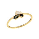 AMOR Ring Damen, 925 Silber vergoldet, Zirkonia schwarz, Hauptbild