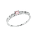 AMOR Ring Damen, 925 Silber rhodiniert, Zirkonia rosa, Hauptbild