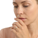 AMOR women's ring, 375 gold, white cubic zirconia, worn by model