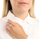 AMOR Ring Damen, 375 Weißgold rhodiniert, Nano blau, Ansicht 2