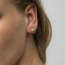 NOELANI women's stud earrings, rhodium-plated 925 sterling silver, gold, worn by model