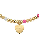 AMOR women's bracelet, stainless steel with silver and gold IP plating, bright pink, view 4