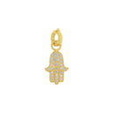 AMOR Anhänger (Charm) Damen, 925 Silber vergoldet, Motiv Hamsa Hand, Zirkonia weiß, Ansicht 3