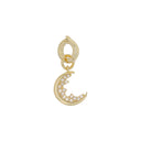 AMOR Anhänger (Charm) Damen, 925 Silber vergoldet, Motiv Mond, Zirkonia champagner, Rückseite
