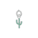 AMOR Anhänger (Charm) Damen, 925 Silber rhodiniert, Motiv Kaktus, Zirkonia grün, Rückseite