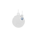 AMOR women's pendant, rhodium-plated 925 sterling silver, light blue glass, back