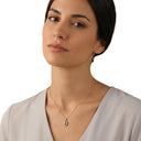 AMOR Halskette Damen, 925 Silber vergoldet, Zirkonia grau, am Model
