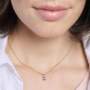 AMOR Anhänger (Halskette) Damen, 925 Silber vergoldet, Zirkonia amethyst, am Model