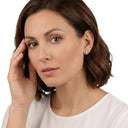 AMOR women's stud earrings, rhodium-plated 925 sterling silver, worn by model