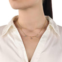 AMOR Halskette Damen, 925 Silber vergoldet, Glas grau, Ansicht 2