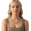 AMOR unisex necklace, stainless steel, worn by model