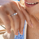 NOELANI women's ring, rhodium-plated 925 sterling silver, worn by model