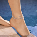 NOELANI Fußkette Women, Edelstahl, Silber, am Model