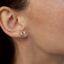 AMOR Ohrring (Ohrstecker) Damen, 925 Silber silber / vergoldet / rosé vergoldet (tricolor), Motiv Herz, am Model
