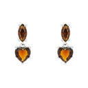 AMOR Ohrring (Ohrhänger) Damen, 925 Silber rhodiniert, Motiv Herz, Glas braun, Ansicht 3