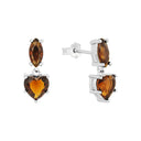 AMOR Ohrring (Ohrhänger) Damen, 925 Silber rhodiniert, Motiv Herz, Glas braun, Hauptbild