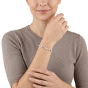AMOR women's bracelet, stainless steel with silver IP plating, gold, worn by model