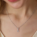 AMOR Halskette Damen, 925 Silber rhodiniert, Zirkonia weiß, am Model