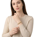 AMOR women's bracelet, stainless steel with gold IP plating, worn by model