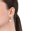 AMOR women's hoop earrings, stainless steel with gold IP plating, view 2