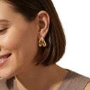 AMOR women's hoop earrings, stainless steel with gold IP plating, view 2