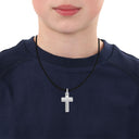 TOM TAILOR boys' cross necklace in stainless steel