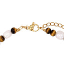 NOELANI Armband Damen, Edelstahl IP gold, Tigerauge braun, Verschluss
