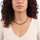 NOELANI Halskette Damen, Edelstahl IP gold, Motiv N, Tigerauge braun, Ansicht 2