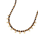 NOELANI Halskette Damen, Edelstahl IP gold, Motiv N, Tigerauge braun, Ansicht 4