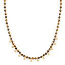 NOELANI Halskette Damen, Edelstahl IP gold, Motiv N, Tigerauge braun, Hauptbild