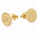 KILIAN KERNER unisex stud earrings in stainless steel, gold IP plating, view 3