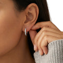 AMOR women's hoop earrings, rhodium-plated 925 sterling silver, view 3