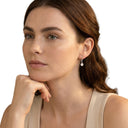 AMOR women's drop earrings, rhodium-plated 925 sterling silver, worn by model