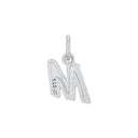 AMOR unisex pendant, rhodium-plated 925 sterling silver, letter M, back