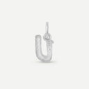 AMOR unisex pendant, rhodium-plated 925 sterling silver, letter U, back