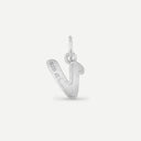 AMOR unisex pendant, rhodium-plated 925 sterling silver, letter V, back