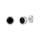 AMOR women's stud earrings, gold-plated 925 sterling silver, silver, black, main image