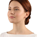 AMOR women's stud earrings, gold-plated 925 sterling silver, silver, black, worn by model