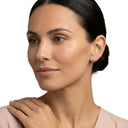 AMOR women's stud earrings, rhodium-plated 925 sterling silver, worn by model