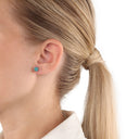 AMOR Ohrring (Ohrstecker) Damen, 925 Silber rhodiniert, Kristallglas türkis, Ansicht 2