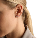 AMOR women's stud earrings, gold-plated 925 sterling silver, silver, white, view 2