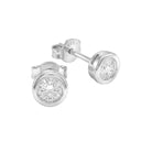 AMOR women's stud earrings, gold-plated 925 sterling silver, silver, white, view 3