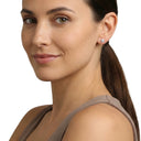 AMOR women's stud earrings, gold-plated 925 sterling silver, silver, white, worn by model