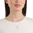AMOR Halskette Damen, 925 Silber rhodiniert, Motiv Blume, Zirkonia weiß, Ansicht 2