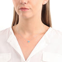 AMOR Halskette Damen, 925 Silber rhodiniert, Motiv Blume, Zirkonia blau, Ansicht 2