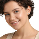 AMOR women's stud earrings, rhodium-plated 925 sterling silver, worn by model
