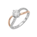 AMOR women's ring, two-tone 925 sterling silver (silver and rose gold-plated), main image