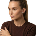AMOR Ohrring (Ohrstecker) Damen, 925 Silber rhodiniert, Zirkonia hellblau, am Model