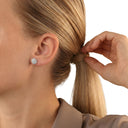 AMOR women's stud earrings, rhodium-plated 925 sterling silver, view 2