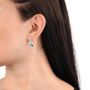 AMOR Ohrring (Creolen) Damen, 925 Silber rhodiniert, Zirkonia blau, Ansicht 2